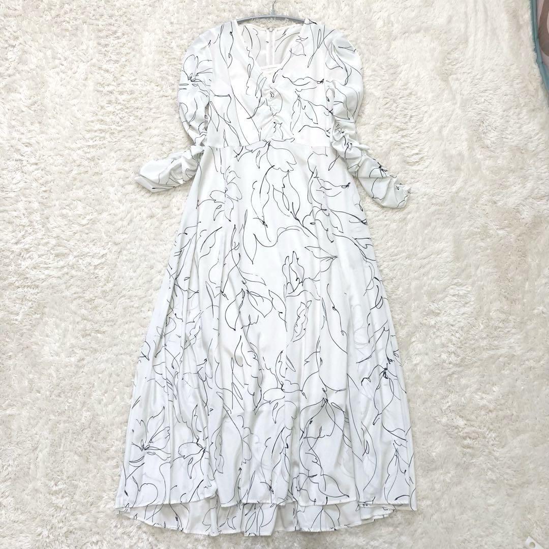 セルフォード ラインフラワープリントワンピース リボン 花柄