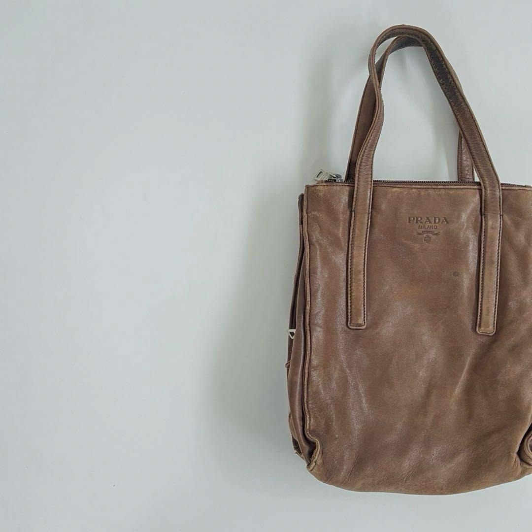 90s PRADA VINTAGE LEATHER TOTE HAND BAG