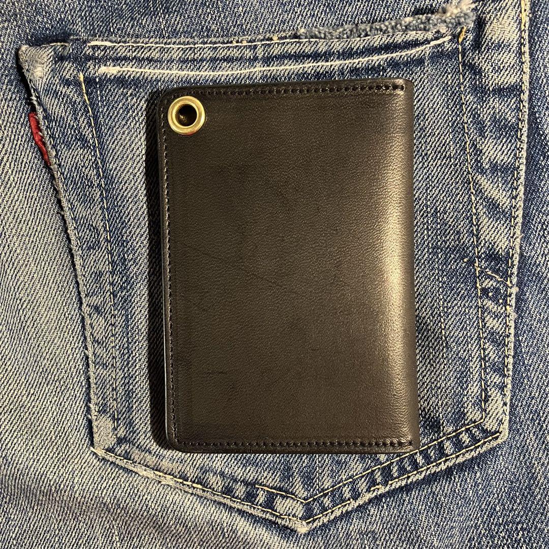 【SALE】 薄型ミニトラッカーウォレット 2層 ブラス 栃木レザー 財布・ケース・小物入れ