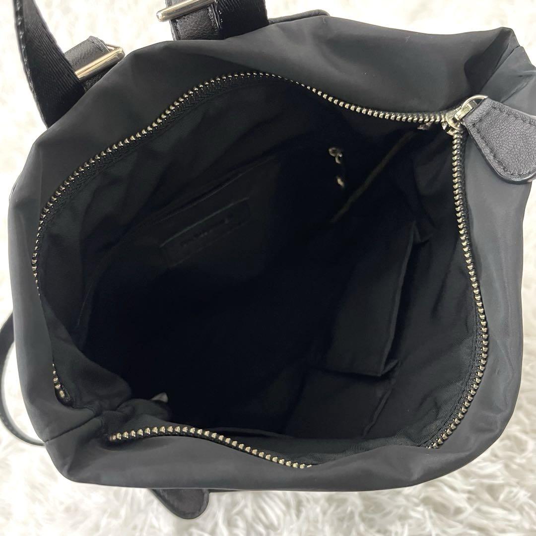 【美品】PAPILLONNER ナイロン レザー 切り替え リュック ブラック