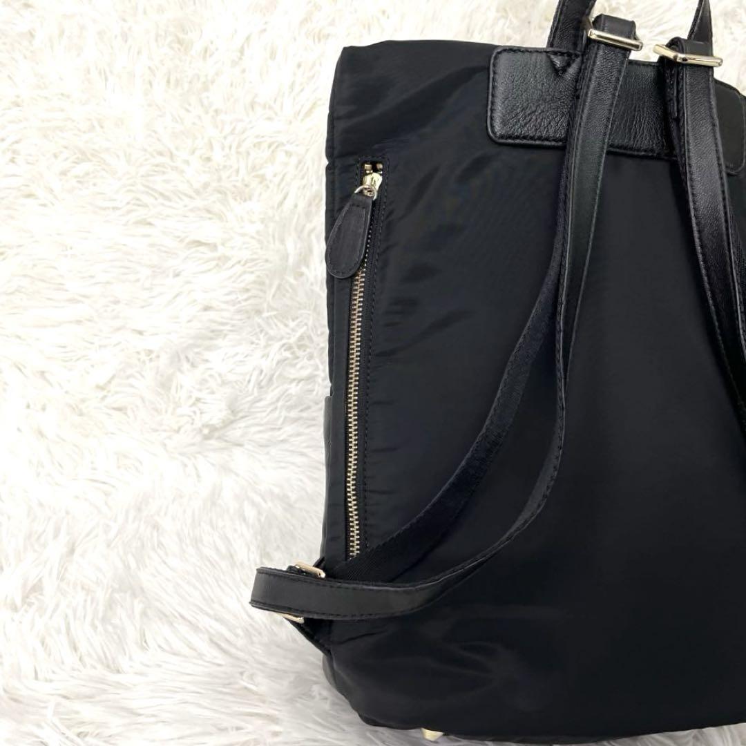 【美品】PAPILLONNER ナイロン レザー 切り替え リュック ブラック
