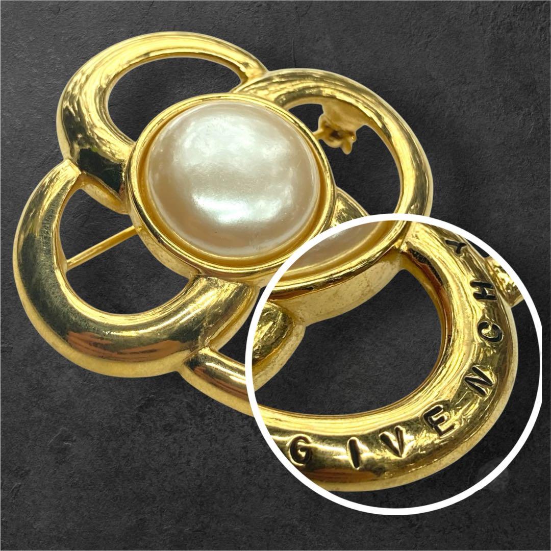 GIVENCHY ロゴ入り パールブローチ ゴールド 254Givenchy