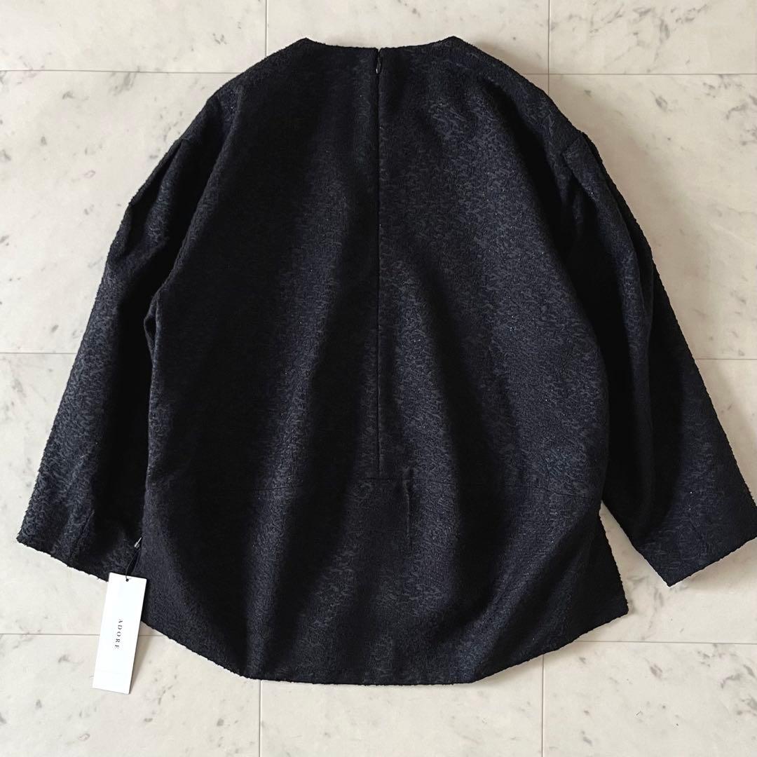 定価3,9万♪タグ付未使用 アドーア ラメブークレブラウス 38 ブラック黒 定価3,9万♪タグ付未使用 アドーア ラメブークレブラウス 38 ブラック黒