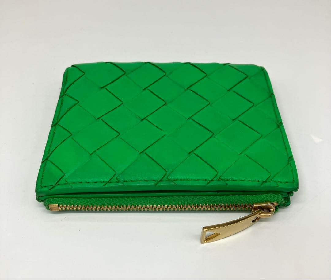 ⭐️ 美品 ボッテガ ヴェネタ イントレチャート 二つ折り財布 グリーン 鑑定済