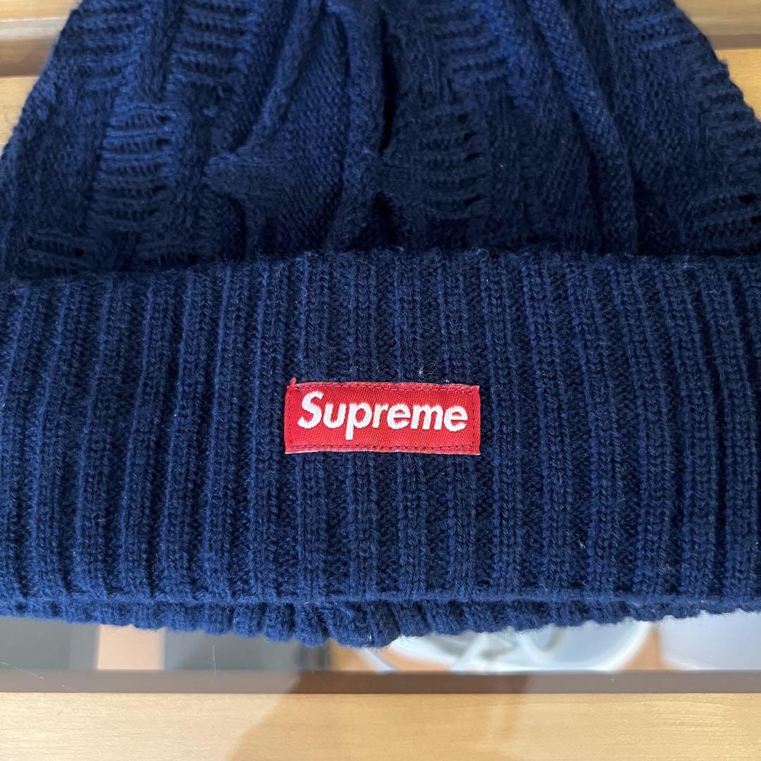 Supreme ネイビー ケーブルニット帽　ビーニー