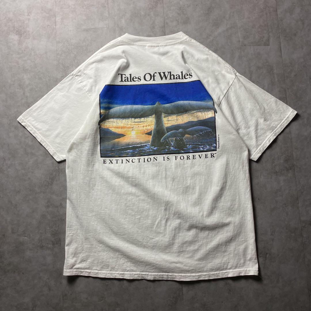 【入手困難】00s アート 鯨 バックプリント Tシャツ メッセージ 風景 海トップス