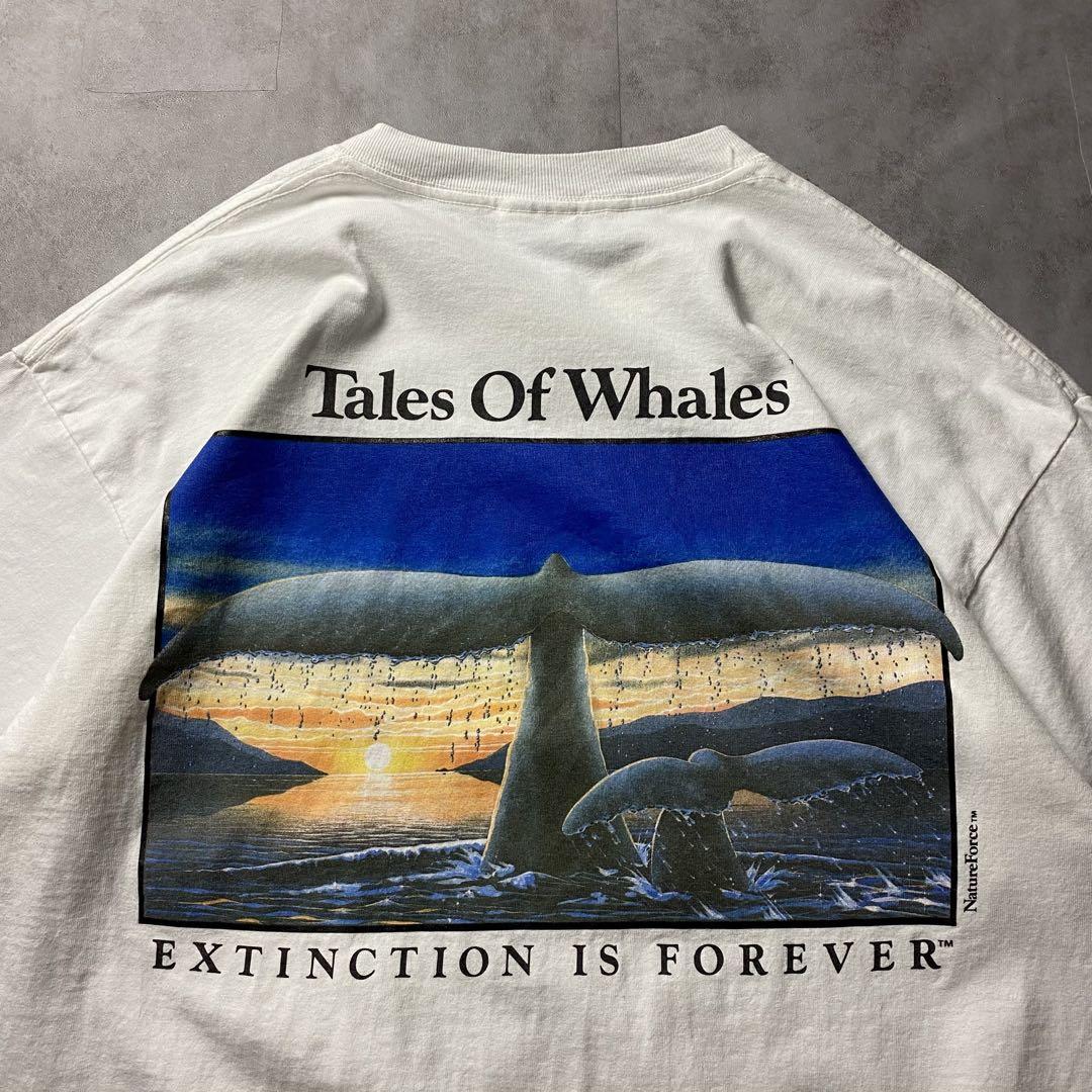 【入手困難】00s アート 鯨 バックプリント Tシャツ メッセージ 風景 海