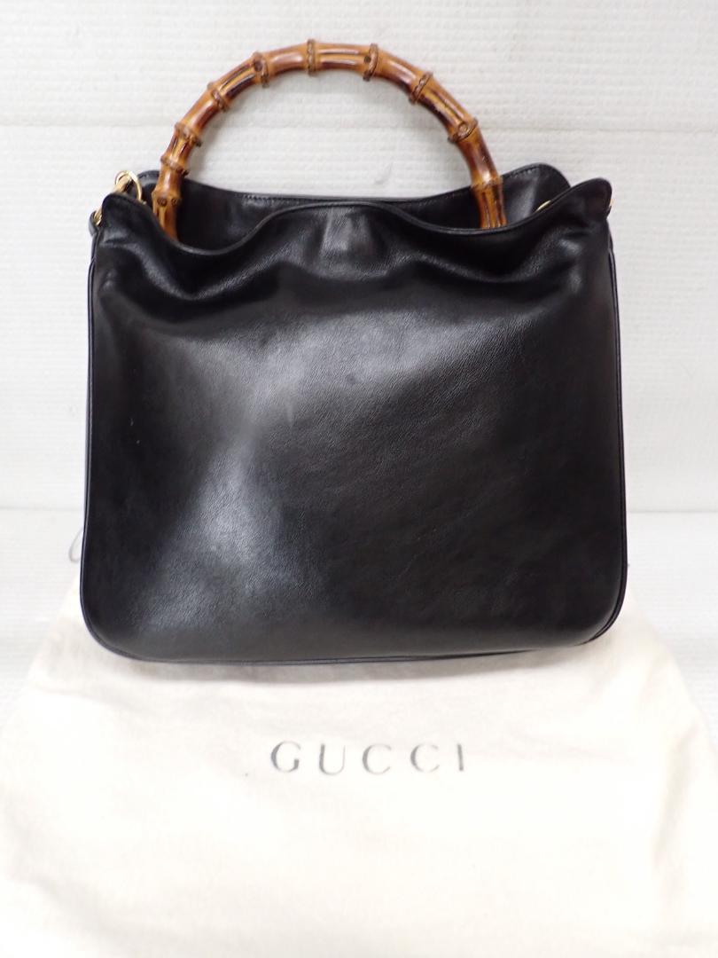 GUCCIグッチ バンブー 2WAY ショルダー ハンドバッグ ブラックJ4-B