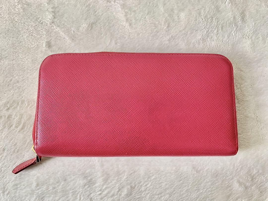 美品】プラダ PRADA 長財布 サフィアーノ レザー リボン ピンク