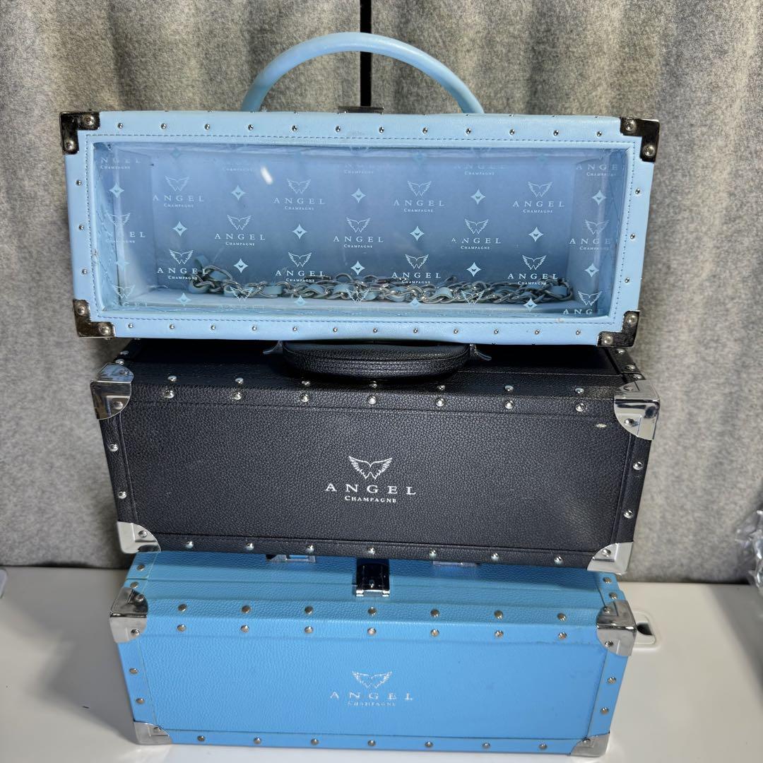 ANGEL シャンパン 空き箱 トランク型ボックス 黒 ブラック 水色 ブルー