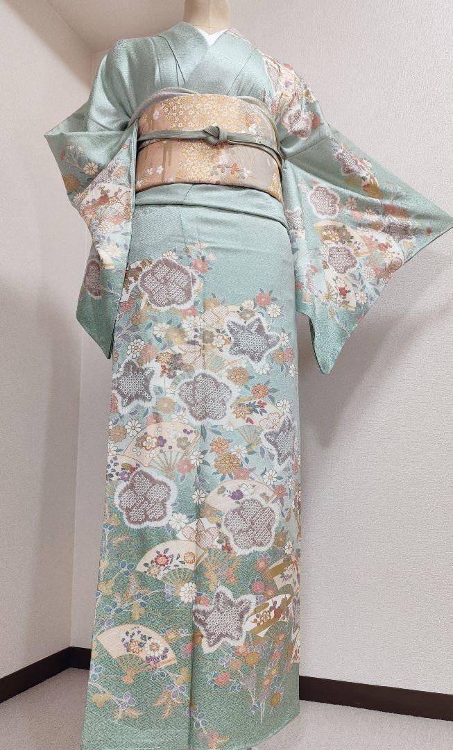 ❰6394❱ フルセット　訪問着 絞り 金駒刺繍　袋帯 入学式 卒業式　正絹着物