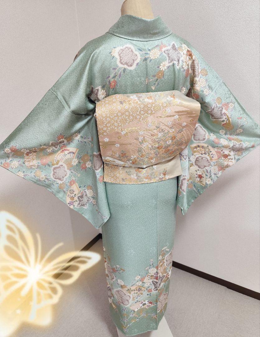❰6394❱ フルセット　訪問着 絞り 金駒刺繍　袋帯 入学式 卒業式　正絹着物