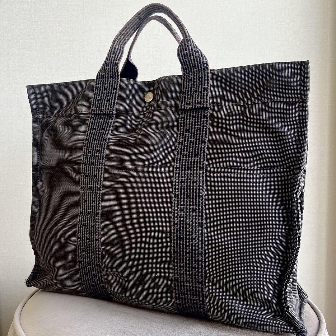 カデナ付き　HERMES エルメス　エールラインMM キャンバス　ハンドバッグ
