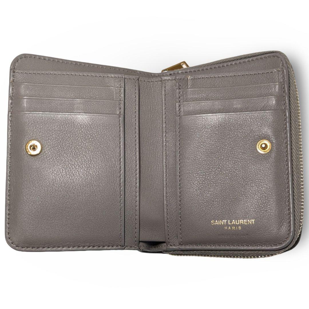 美品】SAINT LAURENT 二つ折り財布 グレーカラー