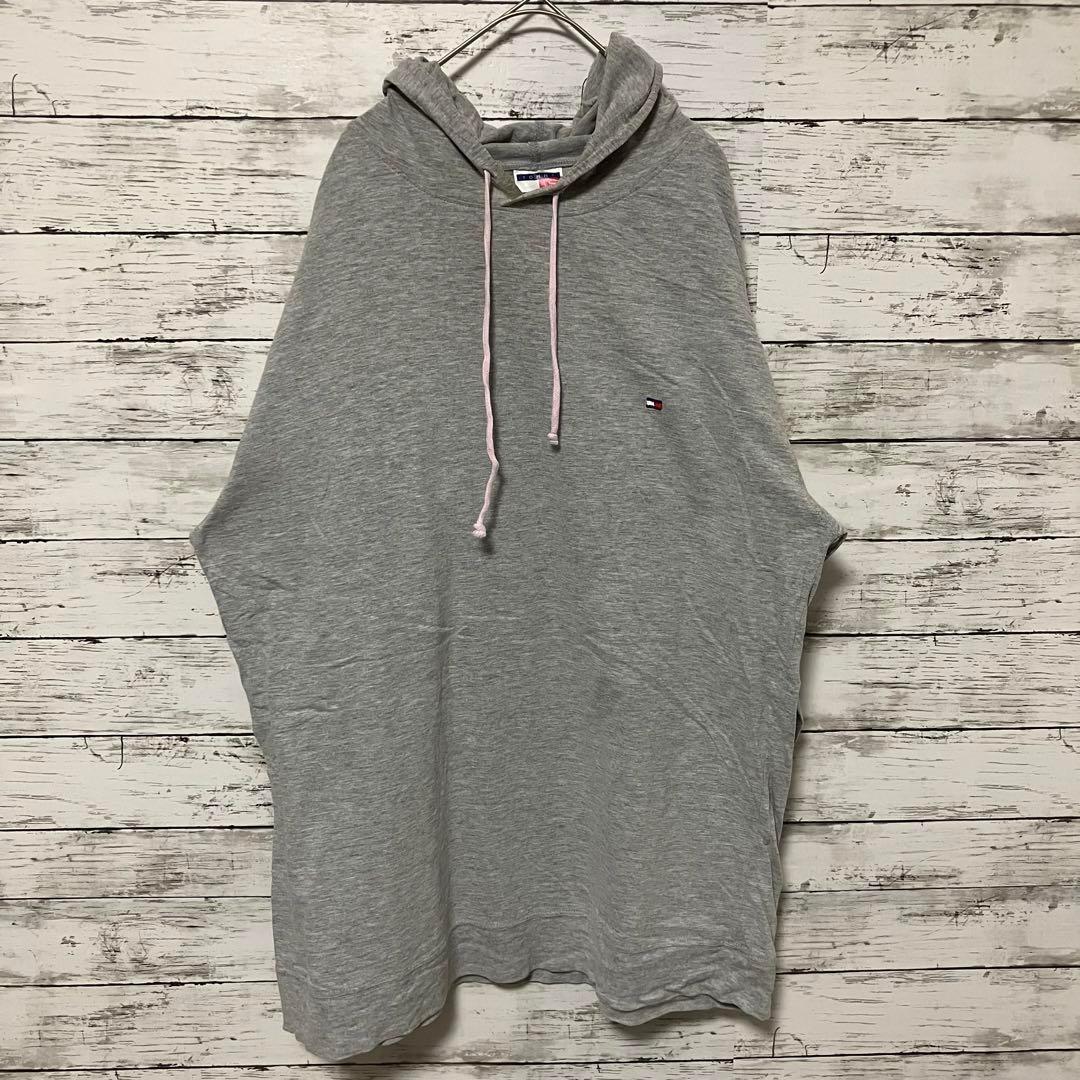 ●D196【US輸入】トミーヒルフィガー パーカー グレー系 men's【L】