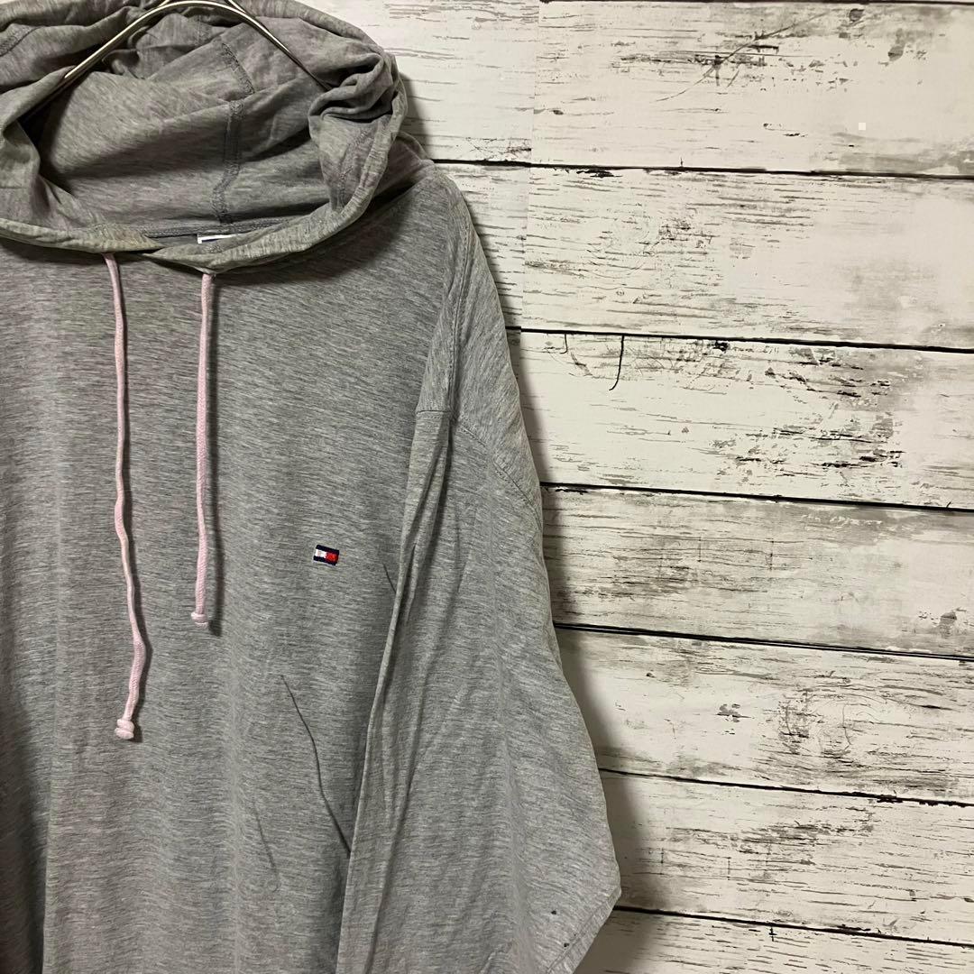 ●D196【US輸入】トミーヒルフィガー パーカー グレー系 men's【L】