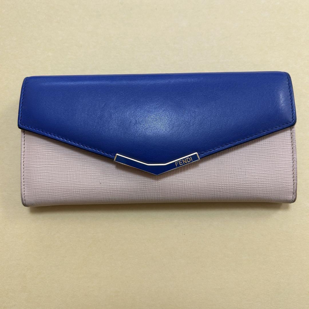 FENDI 長財布 青/ベージュ