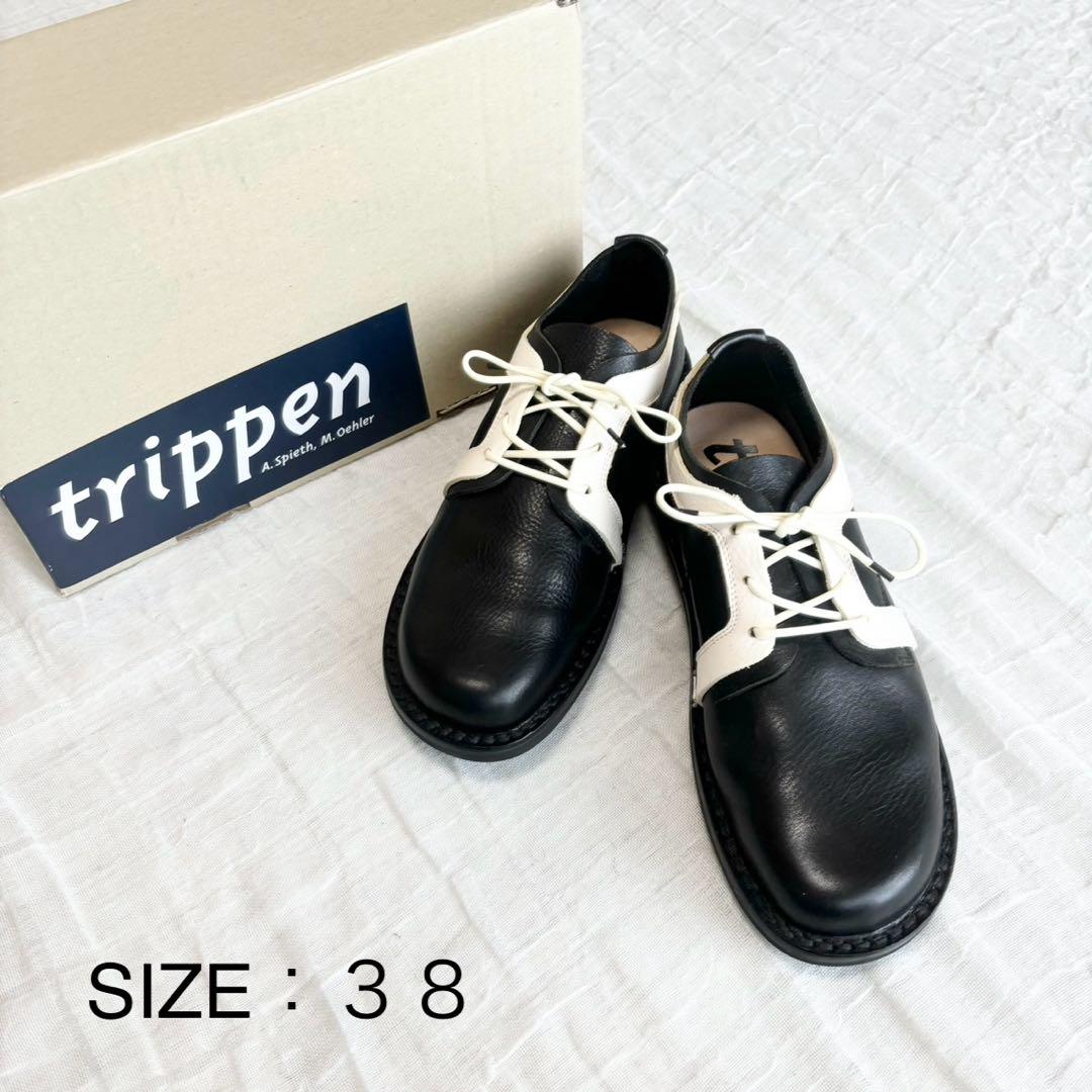 【新品未使用】 トリッペン Border black ボーダー レザーシューズ 画像2