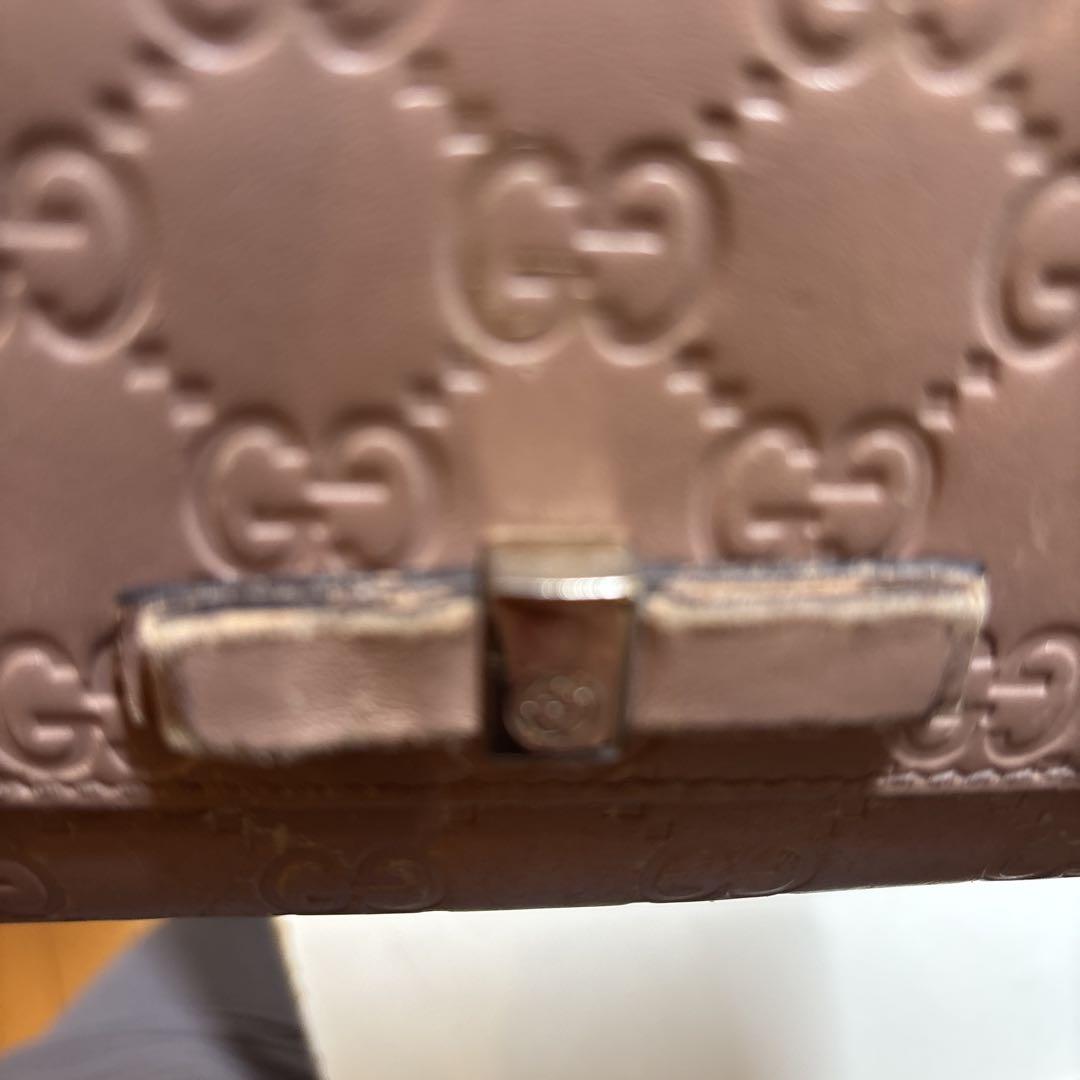 GUCCI　グッチ長財布　シマ　レザー　GG柄　リボン