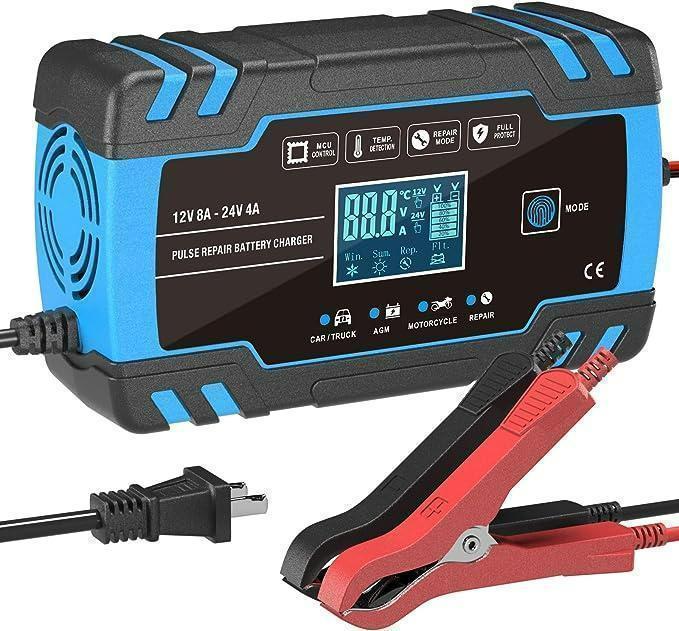12V/24V用鉛蓄バッテリー充電器 修復充電機 パルス充電