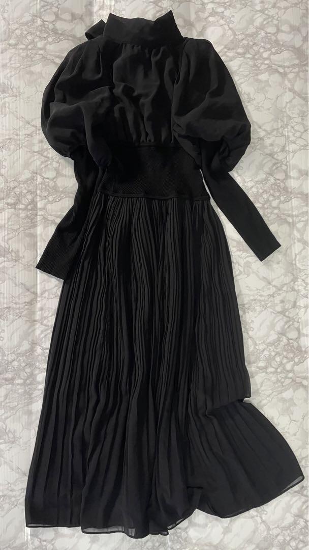 【美品】SNIDEL スナイデル　リブドッキングシフォンプリーツワンピース