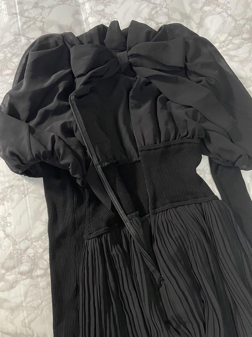 【美品】SNIDEL スナイデル　リブドッキングシフォンプリーツワンピース
