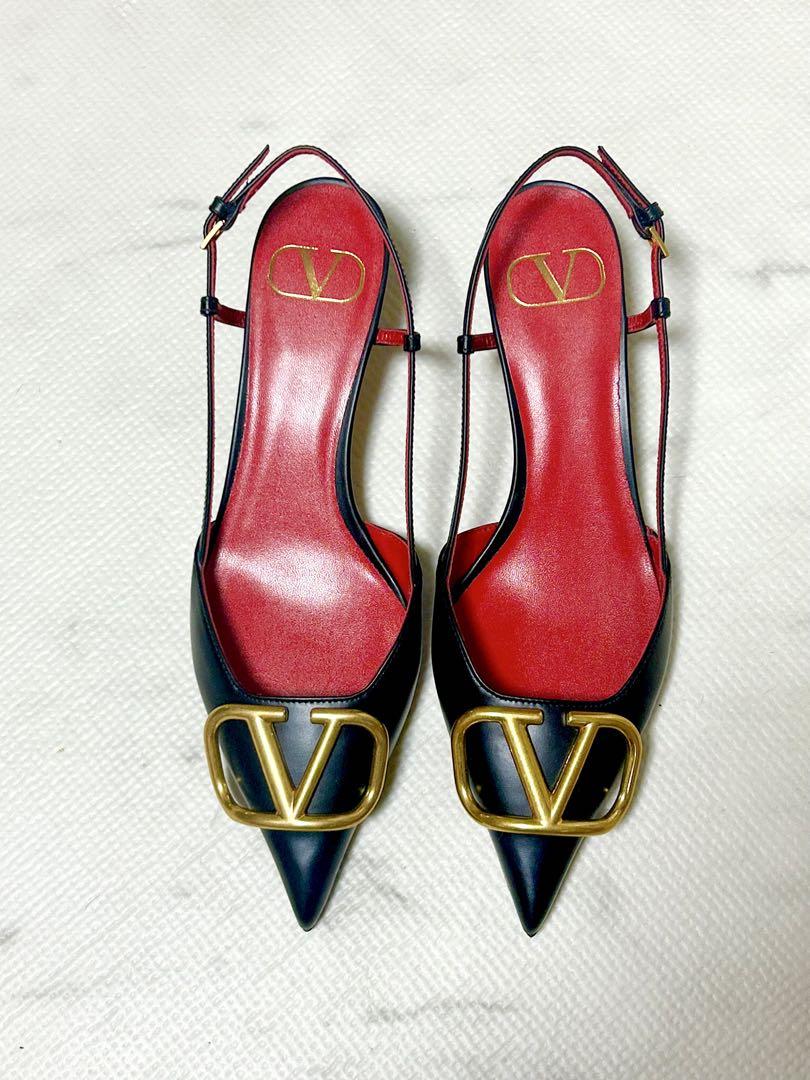 【美品】Valentino 36 Vロゴ パンプス ヴァレンティノ ブラック