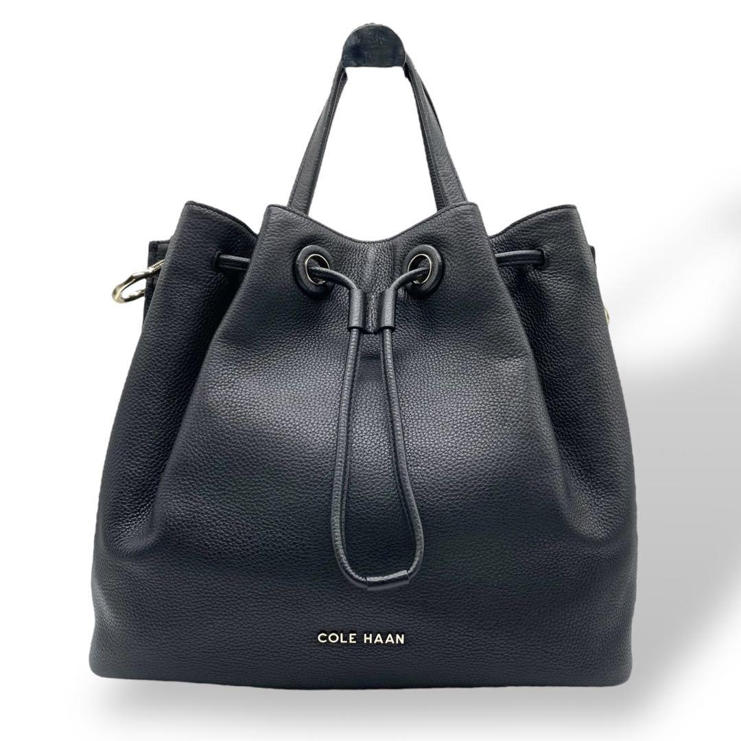✨美品✨ コールハーングランドシリーズ 巾着 2way ショルダーバッグ レザー 美品 COLE HAAN コールハーン☆2way 巾着 シボ革 ショルダー