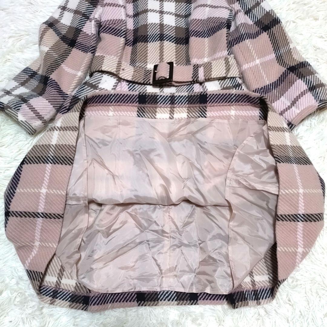 ブルーレーベルクレストブリッジ ウール ピンク チェック ワンピース 38 S