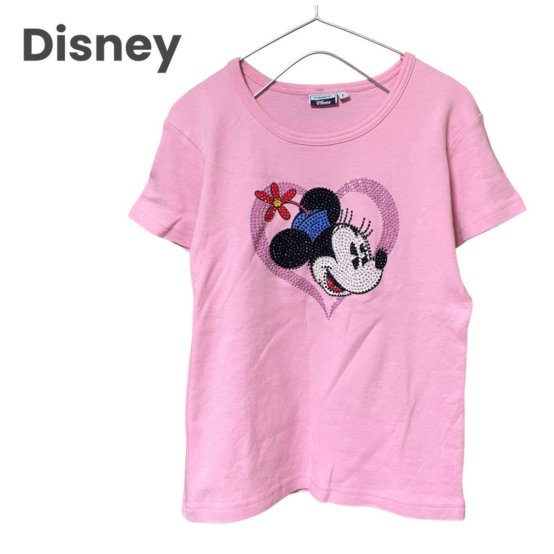 Disney ミニーマウス Tシャツ ディズニー ラメ ちびT レディース 古着