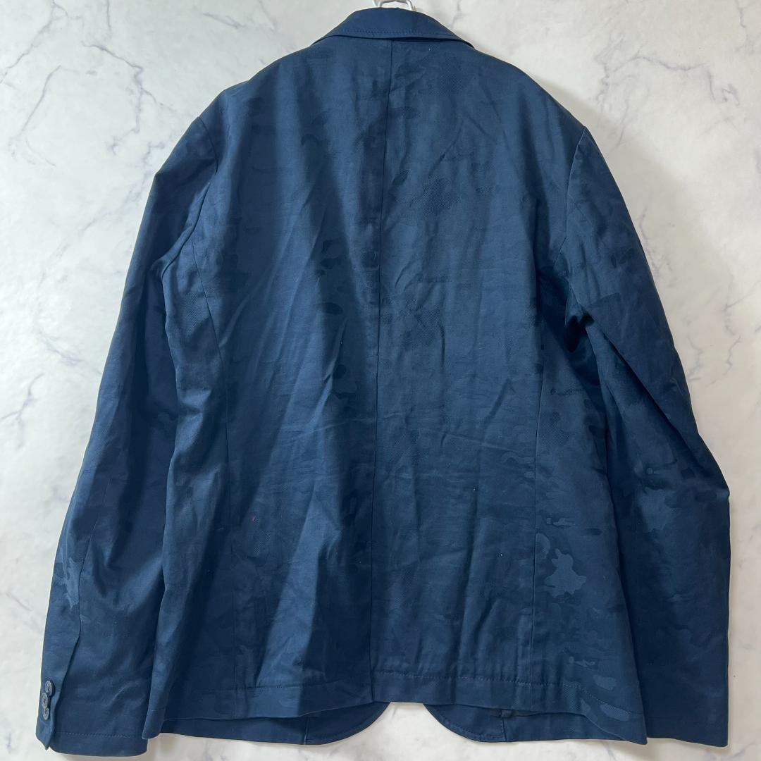 極美品 アルマーニ 迷彩テーラードジャケット L ネイビー B1277