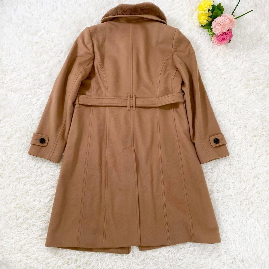 【美品　4XL】バーバリーロンドン　カシミヤ混　ロングコート　ラビット　キャメル