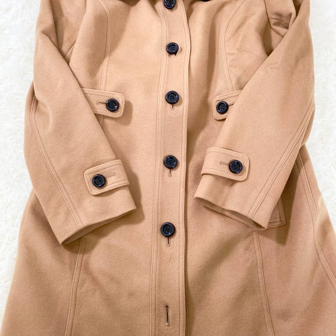 【美品　4XL】バーバリーロンドン　カシミヤ混　ロングコート　ラビット　キャメル
