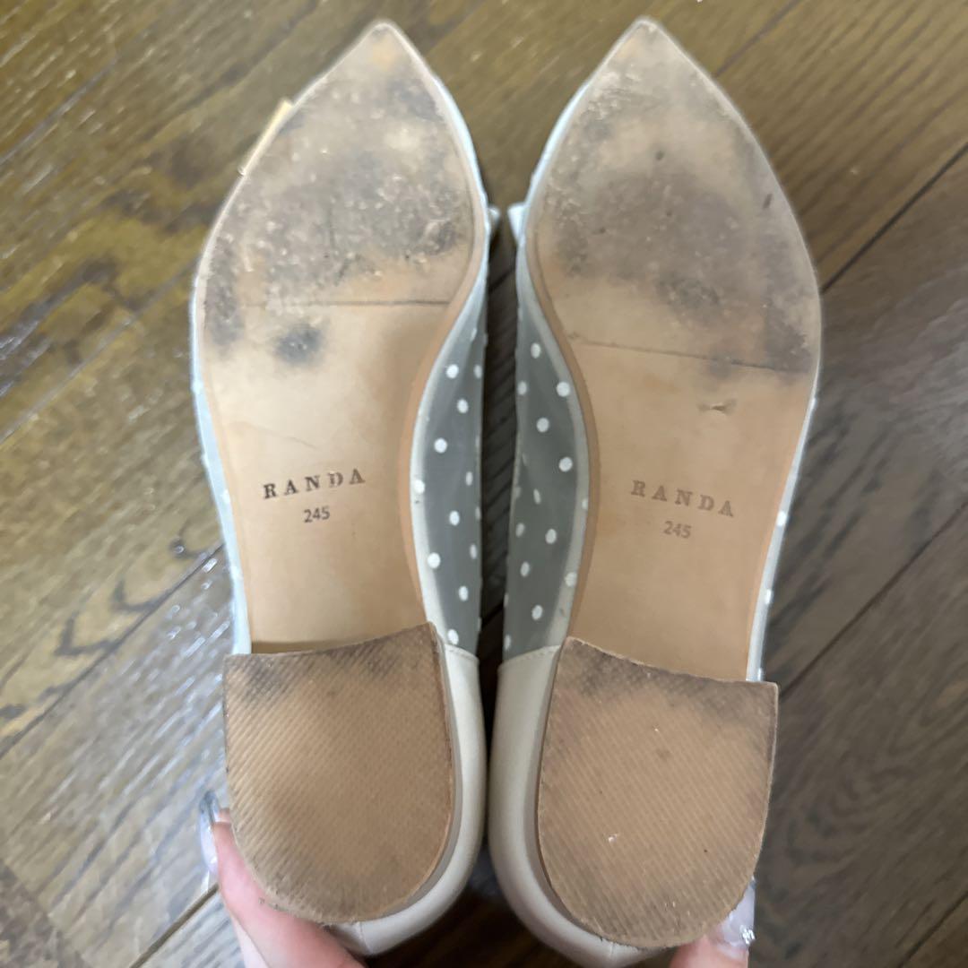 ランダ　サテンリボンシアーフラットパンプス