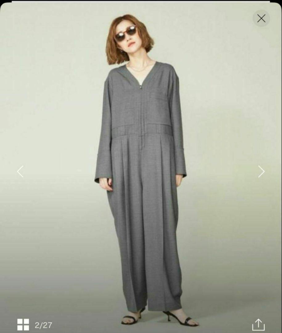 【超特価】 新品】conte パンツ Vネック オールインワン グレー 辺見エミリ サロペット・オーバーオール・オールインワン