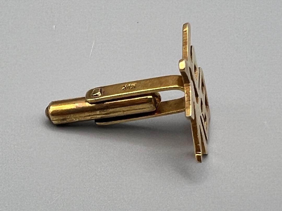 【海】K14　カフスボタン　福字　重量約3.46g