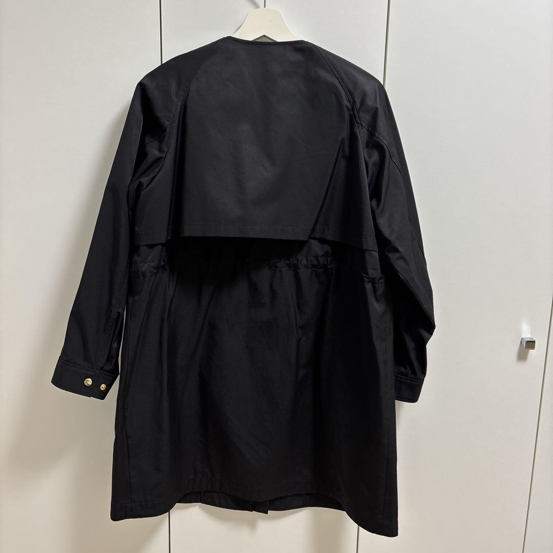 新品 23区【撥水加工】ライトツイル ノーカラーコート 38 ブラック