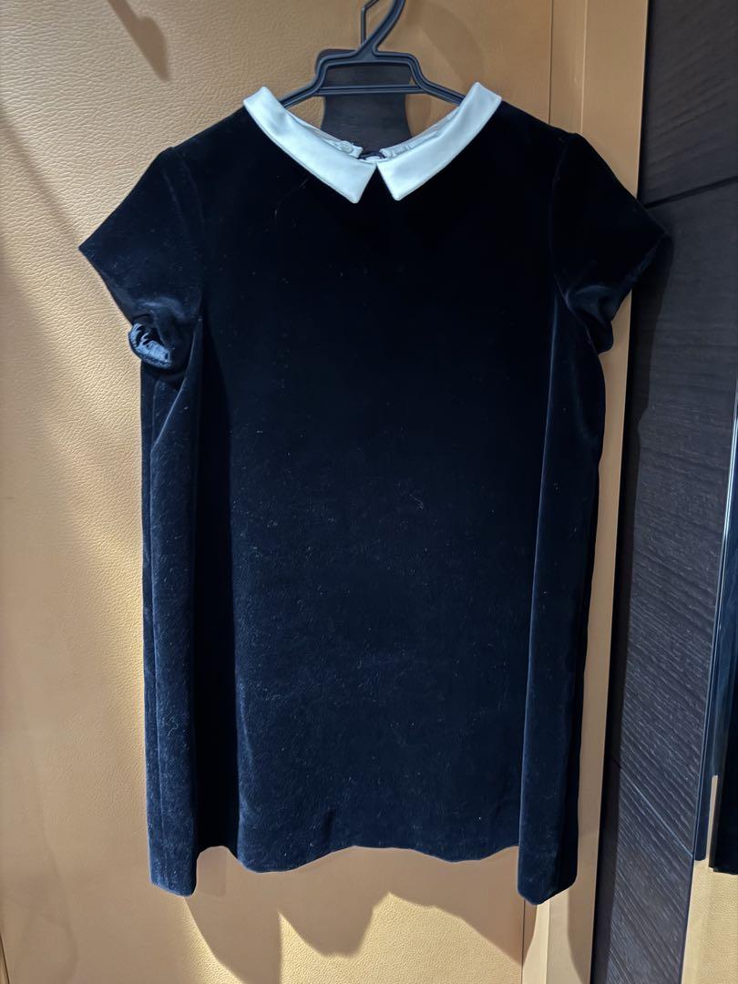 ボンポワン　黒ベロアワンピース 6A