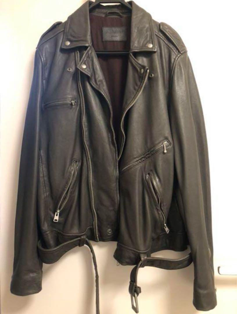 オールセインツ　レザージャケット　グレージュ