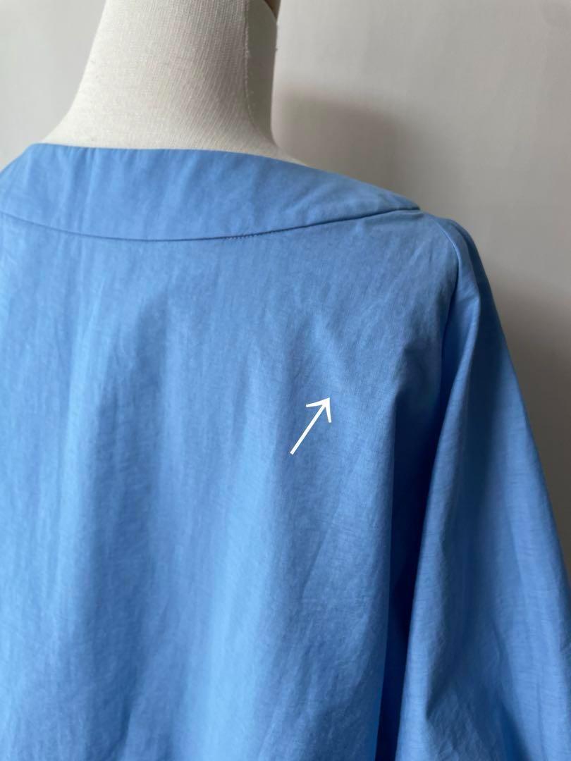 美品✨カデュネ　RINA着用　袖ボリューム　フレア　チュニックブラウス　水色