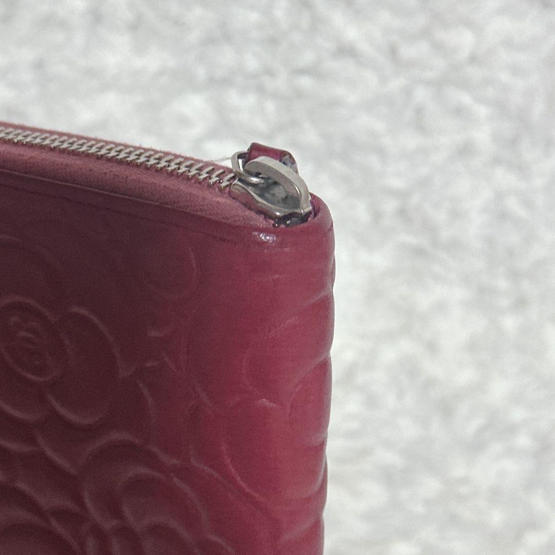 CHANEL 美品 フーシャ 長財布 レディース カメリア ラウンドファスナー