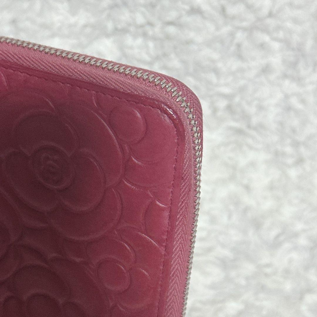 CHANEL 美品 フーシャ 長財布 レディース カメリア ラウンドファスナー