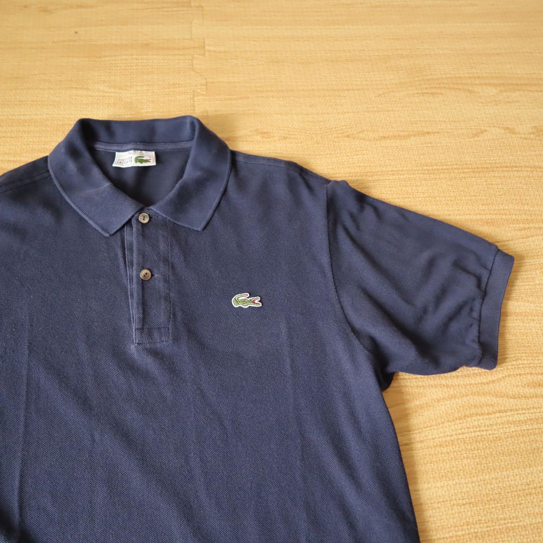 70s 80s フレラコ フランス製 ラコステ ネイビー ポロシャツ 4 紺 70s フランス製 CHEMISE LACOSTE ラコステ ワンポイント パイル
