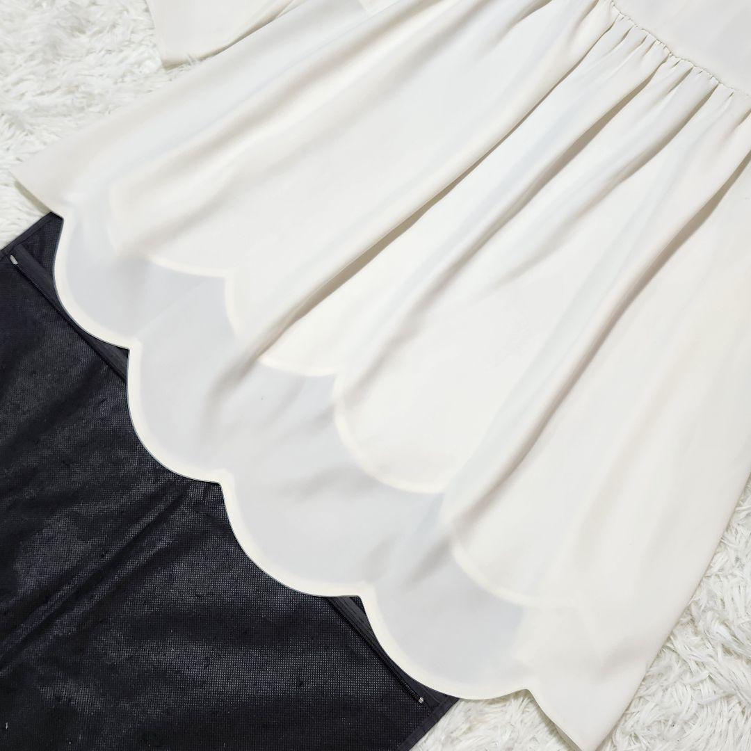完売品☆ヨーコチャン ヘムスカラップブラウス 40 ホワイト