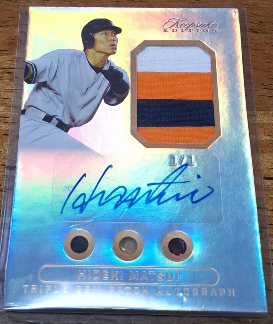 松井秀喜 トリプルパッチサインカード 1/1