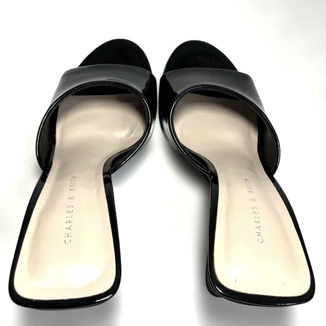 CHARLES&KEITH スカルプチャーヒール サンダル ブラック - メルカリ