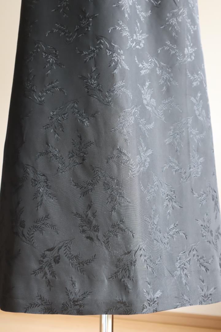 60s Black Brocade Skirt 画像11
