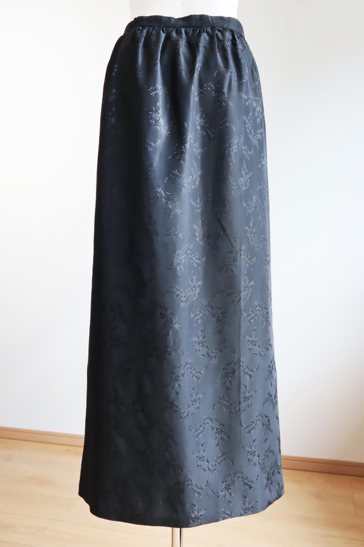 60s Black Brocade Skirt 画像2