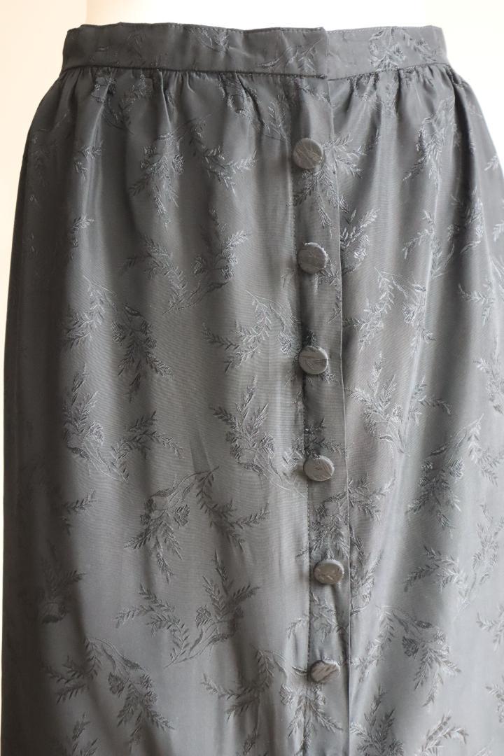 60s Black Brocade Skirt 画像3