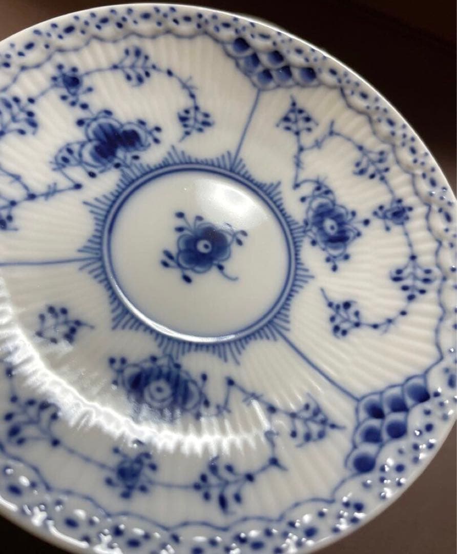 ロイヤルコペンハーゲンブルーフルーテッドハーフレースコーヒーカップ&ソーサー2客 ロイヤルコペンハーゲンブルーフルーテッドハーフレースコーヒーカップ&ソーサー2客